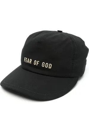 FEAR OF GOD Accessoires, Heren, Zwart, ONE Size, Zwarte Logo Geborduurde Brede Rand Pet