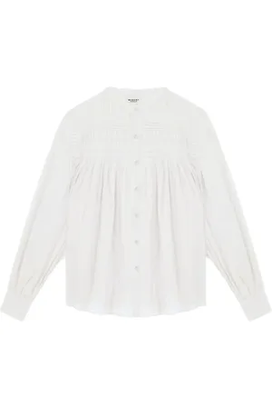Isabel Marant Blouses & Shirts, Dames, Wit, S, Katoen, Geplooide top met knoopsluiting