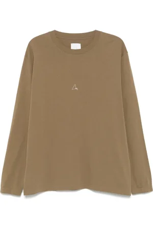 ROA Tops, Heren, Bruin, S, Olijfbruin Crew Neck Lange Mouw