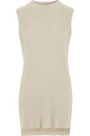 Bitte Kai Rand Kleedjes, Dames, , L, Polyester, Geribbelde Lange Vest Ivoor