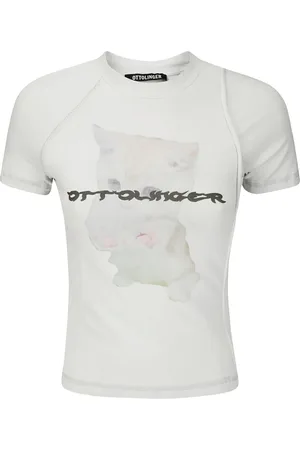 OTTOLINGER Tops, Dames, Grijs, M, Kattendruk ronde hals T-shirt