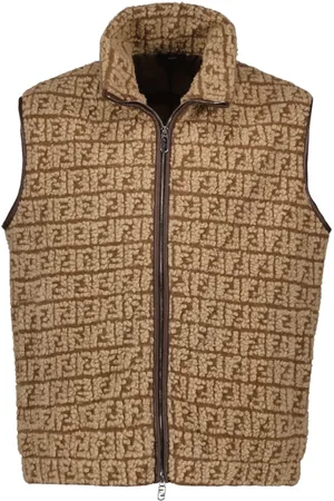 Fendi Jassen, Heren, , M, Wol, Mouwloos Hooggesloten Wollen Vest