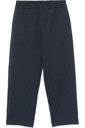 Fendi Broeken, Heren, Blauw, S, Katoen, Blauwe Elastische Taillebroek Gemaakt in Italië