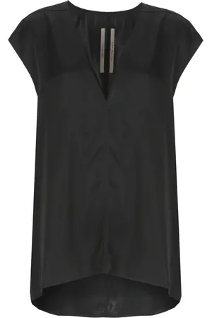 Rick Owens Blouses & Shirts, Dames, Zwart, S, Zwarte V-hals mouwloze top