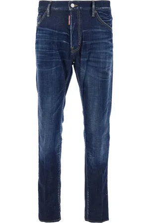 Dsquared2 Jeans, Heren, Blauw, L, Denim, Blauwe Denim Stretch Jeans met Logo Patch