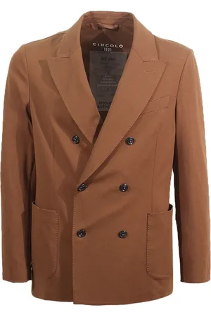 Circolo Jassen, Heren, Bruin, S, Katoen, Bruine Peak Revers Jas Cacao