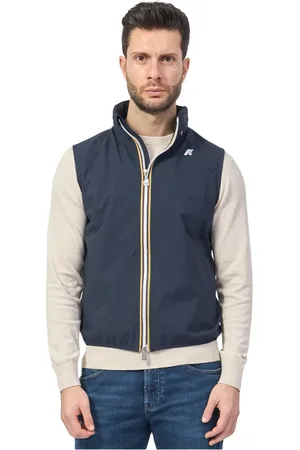 K-Way Jassen, Heren, Blauw, XL, Polyester, Blauwe Gilet Jas Valen
