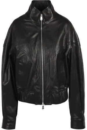 Dondup Jassen, Dames, Zwart, S, Leer, Leren Bomberjack