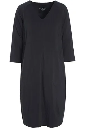 Bitte Kai Rand Kleedjes, Dames, Zwart, L, Katoen, Zwarte Doubleweave Jurk 231-2327-4037