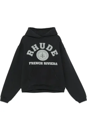 Rhude Sweatshirts & Hoodies, Heren, Zwart, M, Zwarte Sweatshirt met Logo Print en Zak