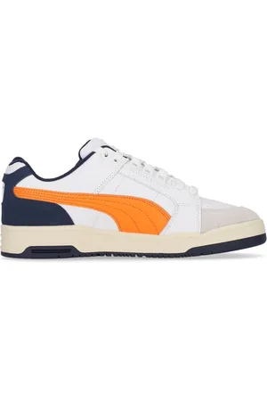 PUMA Schoenen, Heren, Veelkleurig, 42 1/2 EU, Leer, Retro Lage Sneaker Wit/Oranje