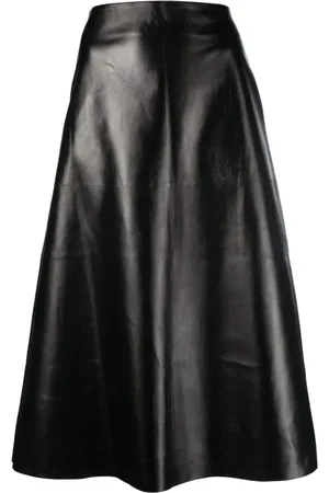 Chloé Rokken, Dames, Zwart, S, Zwarte leren midi-rok