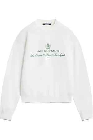 Jacquemus Sweatshirts & Hoodies, Heren, Wit, L, Witte Geborduurde Logo Trui