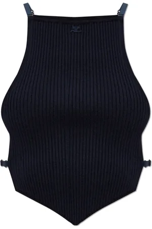 Courrèges Tops, Dames, Blauw, M, Top met zijgleuven