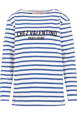 VALENTINO Tops, Dames, Blauw, M, Katoen, Casual Katoenen T-shirt voor Dagelijks Gebruik