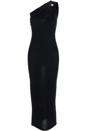 FEDERICA TOSI Kleedjes, Dames, Zwart, XS, Zwarte Lange Jurk met Juweeldetail