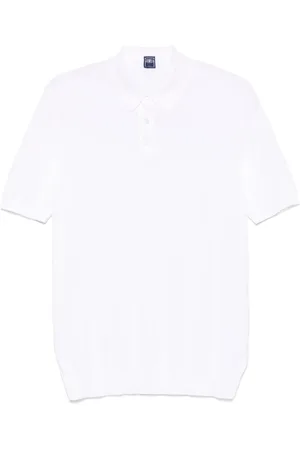 FEDELI Tops, Heren, Wit, XL, Witte Korte Mouw Knooptrui