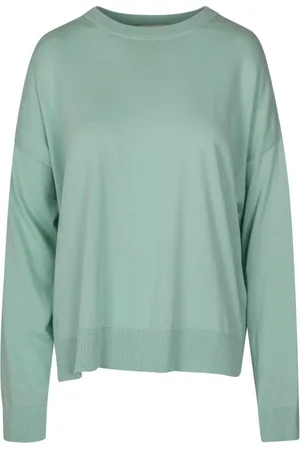 SEMICOUTURE Truien, Dames, Groen, S, Katoen, Katoenen Trui met Slouched Schouders