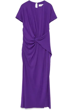 Lanvin Kleedjes, Dames, Paars, M, Front Knot Midi Jurk