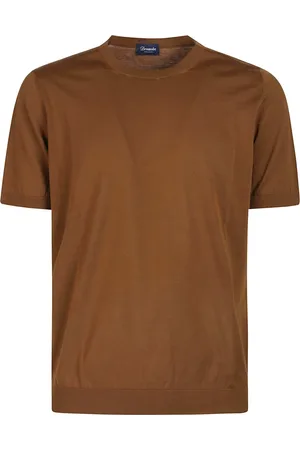 DRUMOHR Tops, Heren, Bruin, L, Katoen, Casual Katoenen T-shirt