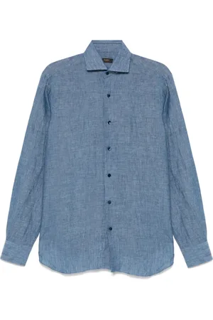 BARBA Overhemden, Heren, Blauw, 3Xl, Indigo Blauwe Button-Up Overhemd