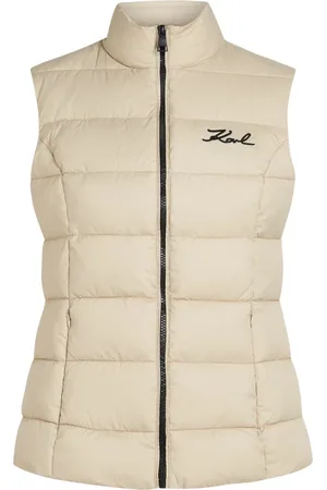Karl Lagerfeld Jassen, Dames, , M, Gewatteerd vest met contrasterende accenten