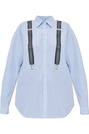 Moschino Blouses & Shirts, Dames, Blauw, XS, Katoen, Shirt met streepmotief en print