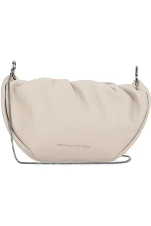 Brunello Cucinelli Tassen, Dames, , ONE Size, leren schoudertas met logo