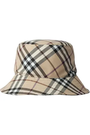 Burberry Accessoires, unisex, Veelkleurig, XL, Polyester, Geruite Twill Bucket Hat met Logo