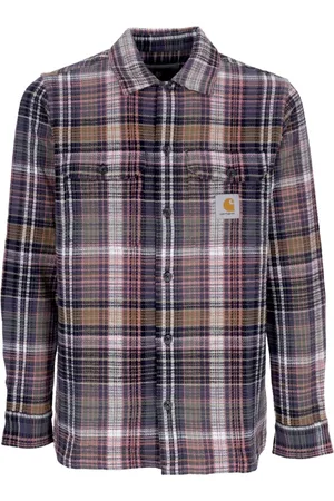 Carhartt Overhemden, Heren, Veelkleurig, S, Katoen, Geruite Lange Mouw Shirt Bruin