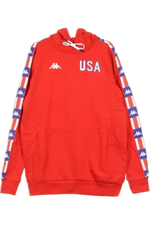Kappa Sweatshirts & Hoodies, Heren, Rood, L, Stijlvolle Heren Hoodie in Rood/Blauw
