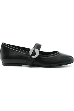 COPERNI Schoenen, Dames, Zwart, 39 EU, Zwarte Logo-Gesp Leren Platte Schoenen