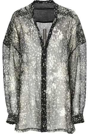 Rick Owens Blouses & Shirts, Dames, Veelkleurig, XS, Zwarte zijden shirt met V-hals