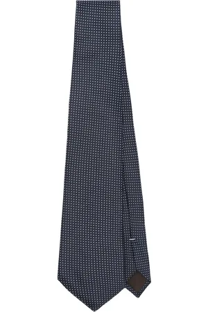 CANALI Accessoires, Heren, Blauw, ONE Size, Middernachtblauwe Jacquard Puntige Stropdas
