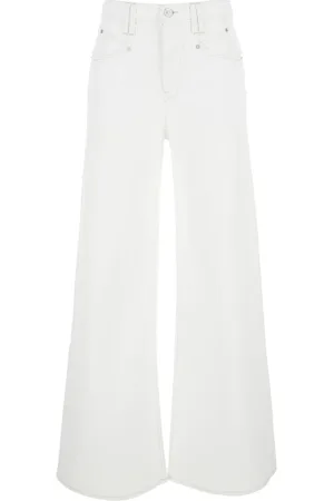 Isabel Marant Jeans, Dames, Wit, S, Katoen, Citroen Witte Wide Leg Jeans