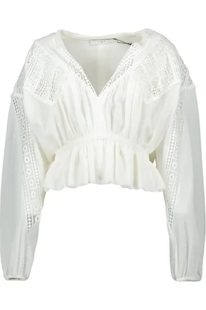 IRO Blouses & Shirts, Dames, Wit, L, Witte V-hals Blouse met Pofmouwen