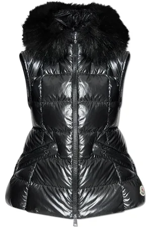 Moncler Jassen, Dames, Grijs, L, Leer, Vest `Anse`