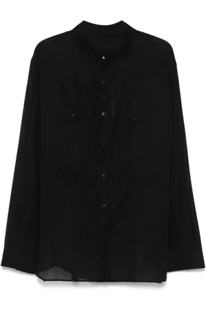 Rick Owens Overhemden, Heren, Zwart, M, Zwarte knoopsluiting met lange mouwen