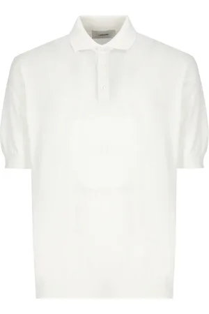 LARDINI Tops, Heren, , S, Katoen, Witte Polo Shirt met Drie Knopen