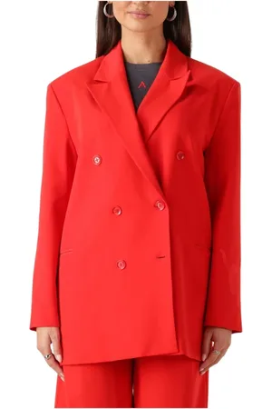 Alix the label Jassen, Dames, Rood, S, Rode Oversized Geweven Blazer