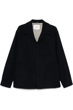 Foret Jassen, Heren, Blauw, L, Wol, Blauwe Wollen Flanellen Jas