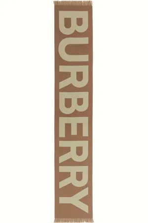 Burberry Accessoires, Heren, Bruin, ONE Size, Wol, Wollen Jacquard Sjaal