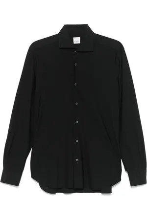 BARBA Overhemden, Heren, Zwart, 5Xl, Zwarte Overhemd met Knoopsluiting en Kraag