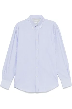 Brunello Cucinelli Overhemden, Heren, Blauw, L, Koningsblauwe Button-Down Overhemd