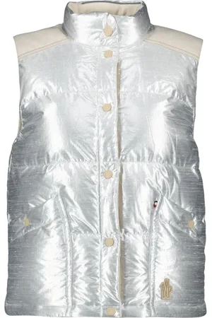 Moncler Jassen, Dames, Grijs, M, Mouwloze Pinchot Lamé Jas