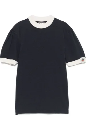 Bally Tops, Dames, Zwart, L, Navy Blue Crew Neck T-shirt
