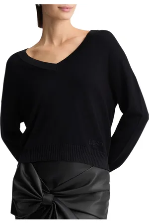 Liu Jo Truien, Dames, Zwart, M, Polyester, Zwarte trui met stijl Ta 5062 Ms 49I