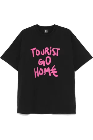 44 Label Group Tops, Heren, Zwart, M, Zwart Logo Print Crew Neck T-shirt