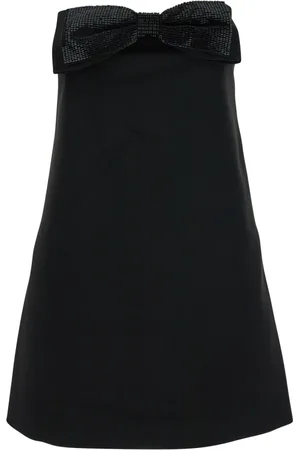 Self-Portrait Kleedjes, Dames, Zwart, XS, Zwarte Mouwloze Minijurk met Oversized Strik
