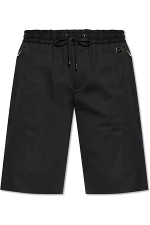 Dolce & Gabbana Korte broeken, Heren, Zwart, S, Katoen, Katoenen shorts met logo